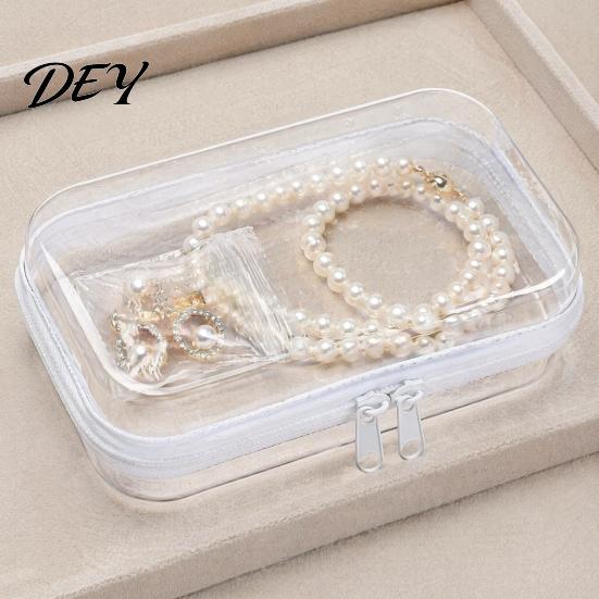 Portable Jewelry Case for Trip Clear Zipper Storage Bag, Durable Hard Shell Case, Pill Box Travel Dustproof Container, Headphones Pills And