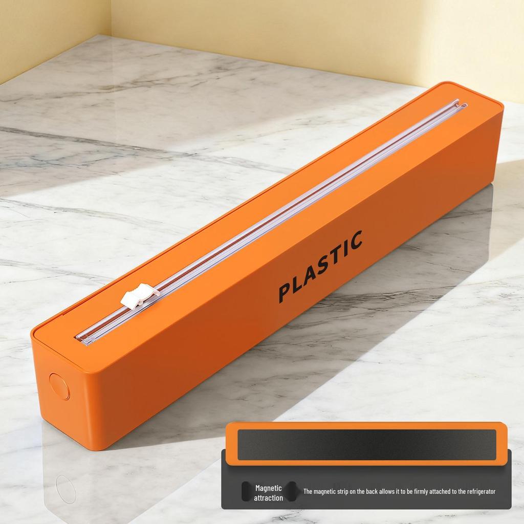 Wall-Mounted Magnetic Cling Film Cutter with Suction Cup & Two-Way Sliding Blade for Foil and Baking Paper