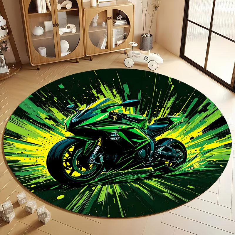 

Futuristic Motorcycle Design Rug for Modern Spaces round carpet for home sofa bedroom, gift Diameter 60cm