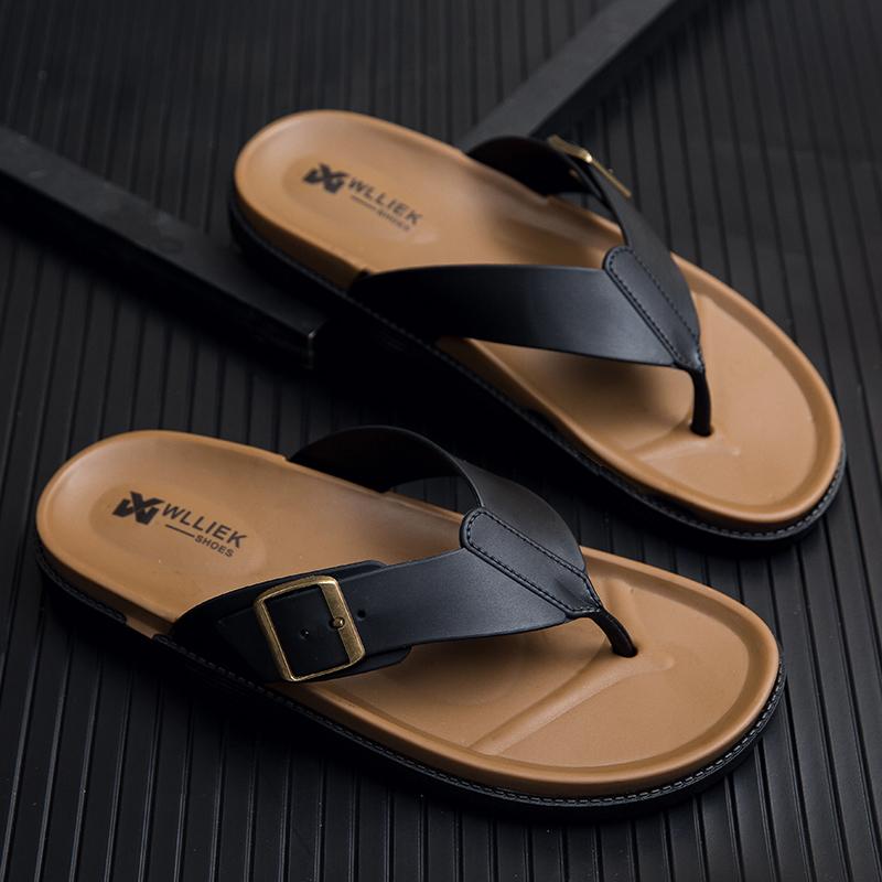 High-End Fashi Men's Sandals Summer Outdoor Slip-On Slippers Casual Beach Shoes Trendy Men's Sandals PVC Material Comfortable