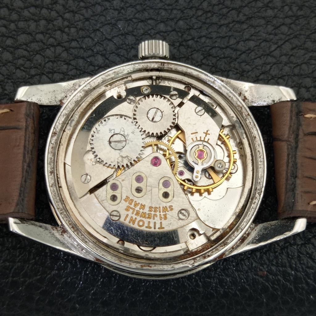 TITONI AIRMASTER TITOFLEX VINTAGE HAND-WINDING SWISS MENS BEIGE WATCH a705144-1