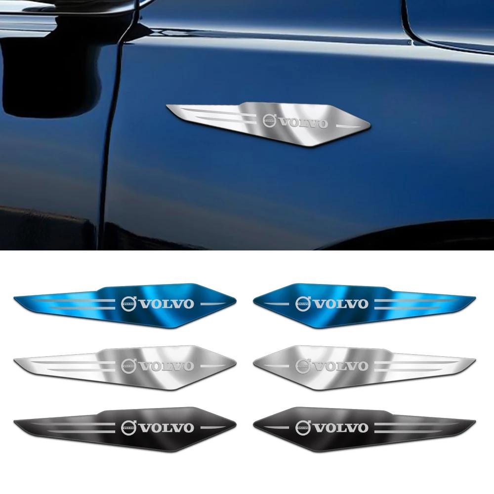 2Pcs Car Emblem 3D Reflective Side Wing Fender Stickers Accessories For Volvo RDESIGN XC60 XC90 V60 S60 V50 V40 XC40 C70 S70 AWD