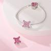 New 925 Silver Princess Pink Shining 12 Constellation Lucky Charms Beads Fit Pan Bracelets DIY Gifts Fine Jewelry