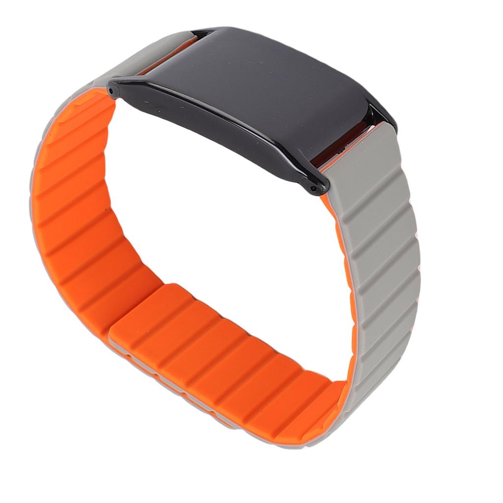 Magnetic Silicone Watch Band Replacement for WHOOP 4.0 Watch Fitness Tracking Band Soft Skin Friendly Gray Orange