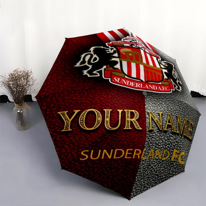 1 PC Automatic Folding Umbrella - Sunderland A.F Custom Name Pattern, Portable & Foldable Design with 8 Ribs, Christmas Birthday Gifts