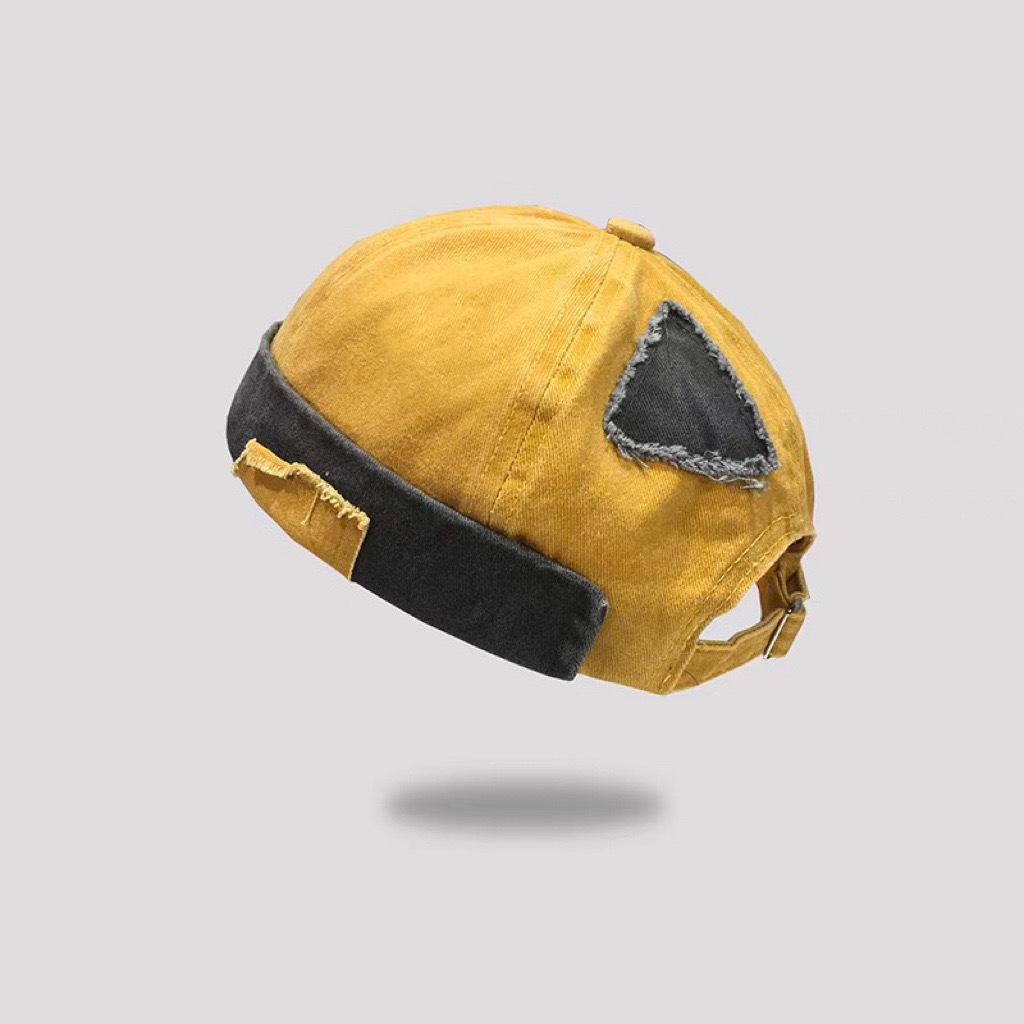 Brimless Hats Men s and Women s Dome Melon Hats Rag Hip Hop Street Yappy Hooligan Hat Tide Trendy Vintage-wash Docker Cap 56-60cm жёлтый