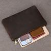 Men's Crazy Horse Leather Handbag, Genuine Leather Large Capacity Long Wallet, Retro Business Leather Handbag with Wrist Strap