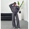 Sweatshirt Two-piece Suit Women's Casual Sets Loose Zipper-up Short Jacket Tops Straight Trousers Sports 2-piece Sets Lady