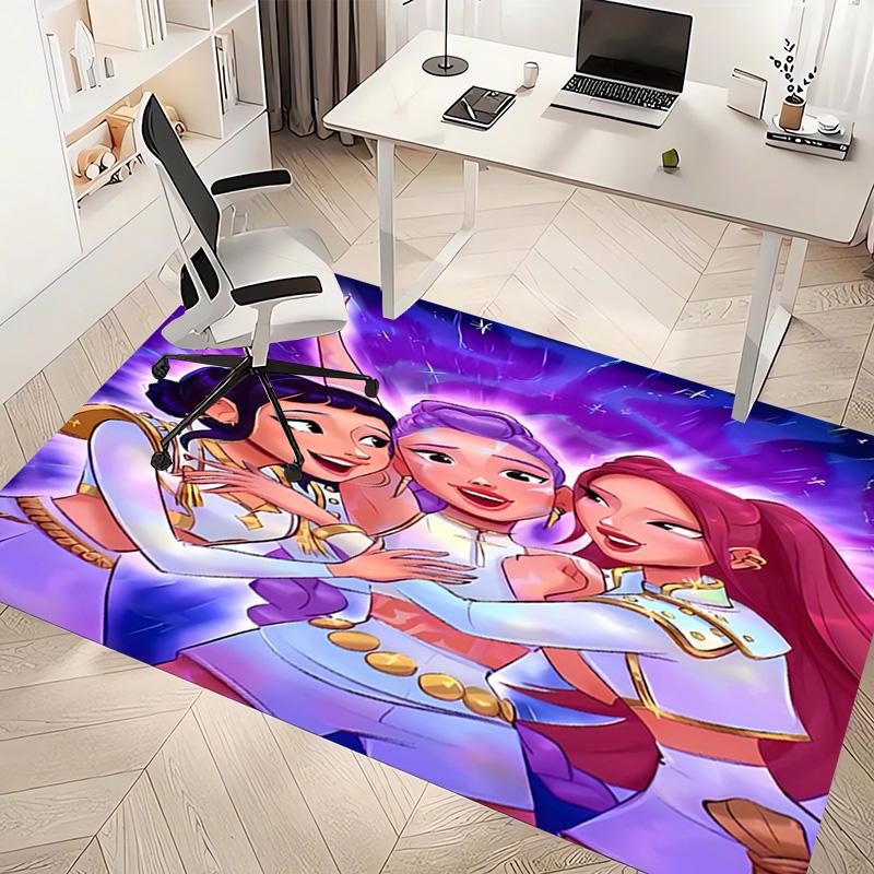 1pc Kpop Hunter5 Print Area Rug - Soft, Washable Non-Slip Indoor Mat, Living Room, Home Office Decorative Rug,Office Decorative