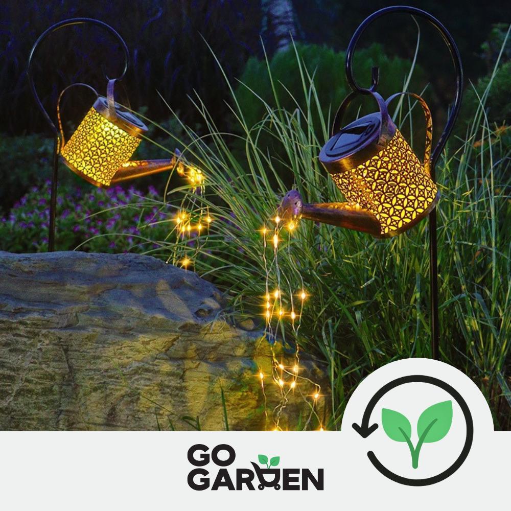 Solar LED lighting garden watering can - decoration