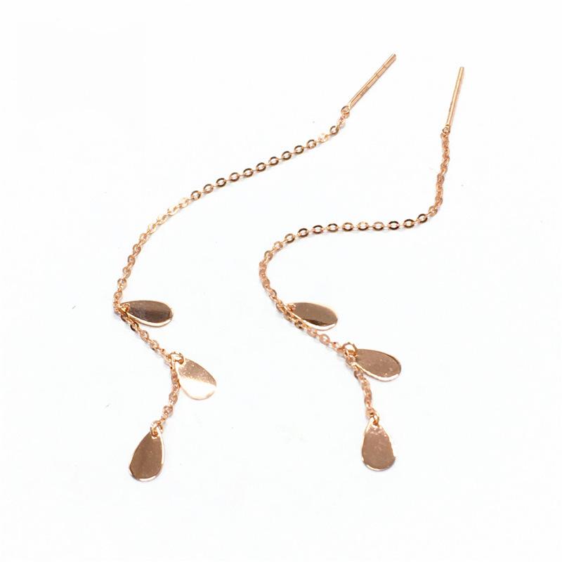 Purple Gold Earrings Rose Gold Plated Color Gold Foreign Style Simple Fringed Scales Long Earrings