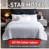White Cotton Sateen Bedding Set Hotel Style 60S Soft Duvet Cover Sheet All Season