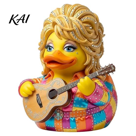 Unique Music Room Shelf Decor Parton Memorial Duck, Dolly Duck Figurine, Country Statue, Guitar-Themed Stage Attire Decorative Sculpture for