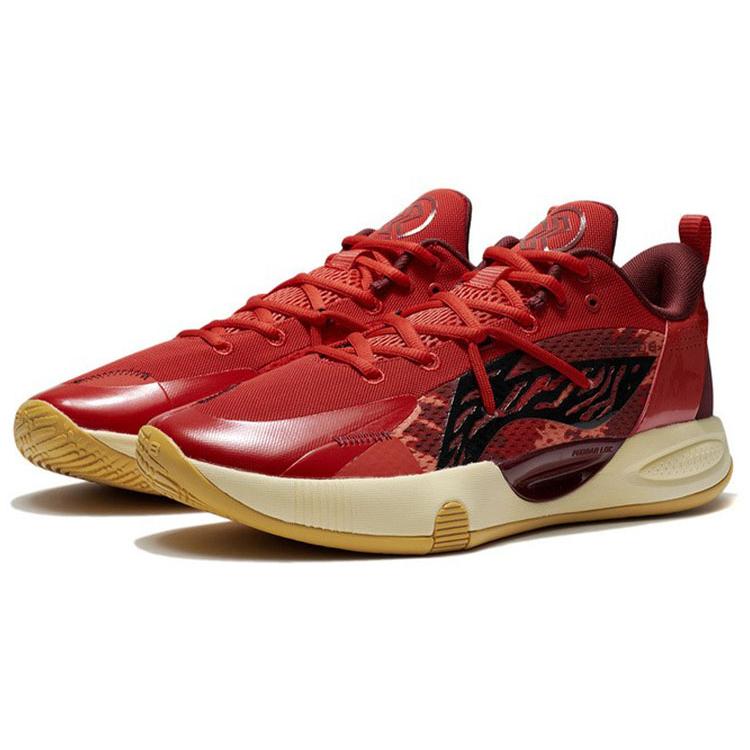 New LINING Speed 8 Basketball Shoes Men Low Top Fiery Red/Deep Chestnut Red ABPS003-5