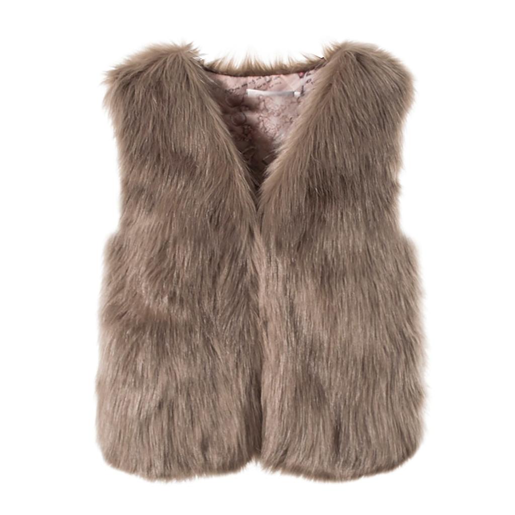 Womens Sleeveless Faux Waistcoat Solid Color Winter Loose Vest Coat