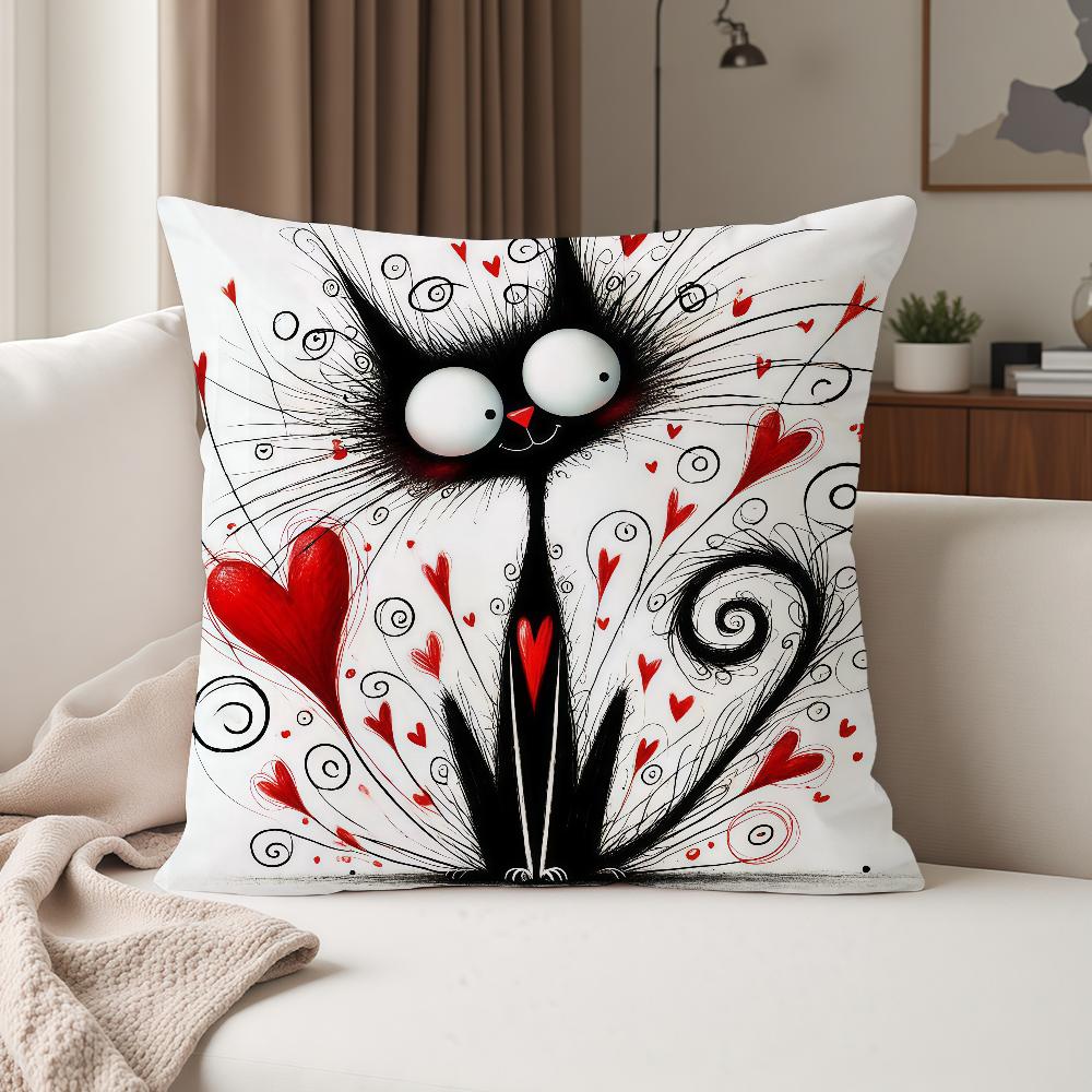 Scruffyl Black Cat Pillow Case Suitable For Bedrooms Living Rooms Cars Home Decoration