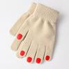 Women Knitted Gloves Winter Gloves with Red Nails Thickened Warm Full Finger Gloves for Daily Outings Skiing Cycling
