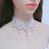 Women Party Necklace Hollow Out Lace Faux Pearl Decor Tassel Prom Cosplay Halloween Carnival Choker Wedding Performance Neck Jewelry