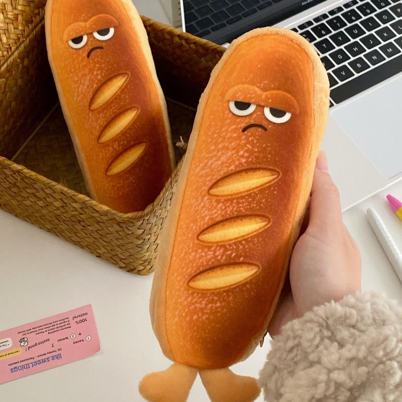 Student Stationery Bag, Fun Bread Plush Pen Bag, Multi functional Storage, Can Be Used as Wallet & Handbag