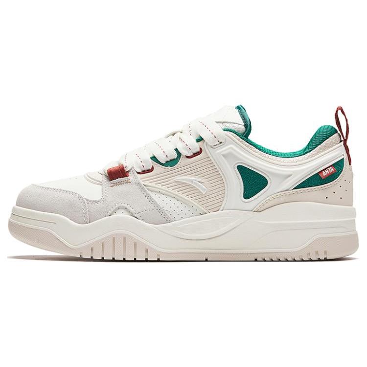 New Anta Sea Salt Puffy Shoes Height Increasing Low Top Skateboard Shoes Men's White Gray Green 912348005-5
