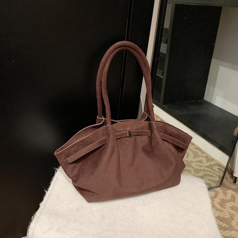 Niche Design Same Style Belt Buckle Handbag Tote Bag Bat Bag Matte Suede Wing Bag