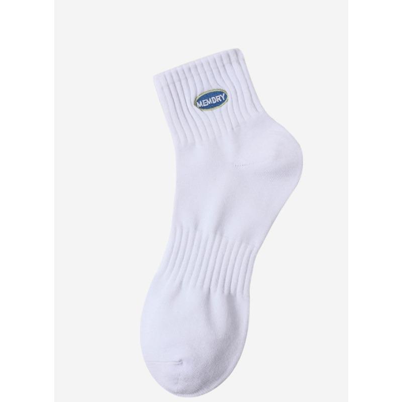 

Мужские осенне-зимние носки до середины икры, хлопковые носки против пиллинга с корсетом, модные носки с вышивкой букв, спортивные носки для бега 1 pair