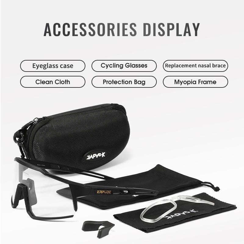 Kapvoe Photochromic Cycling Glasses Outdoor Sports Men Bike Glasses Women Mountain Bicycle Riding Protection Goggles Eyewear