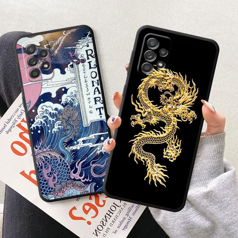 Mode Chinesischen Tiger Drachen Fall Für Samsung Galaxy A50 A02 A01 A02s A10 A03s A04s A03 Core A04 A20e A40 a70 A54 A34 Abdeckung