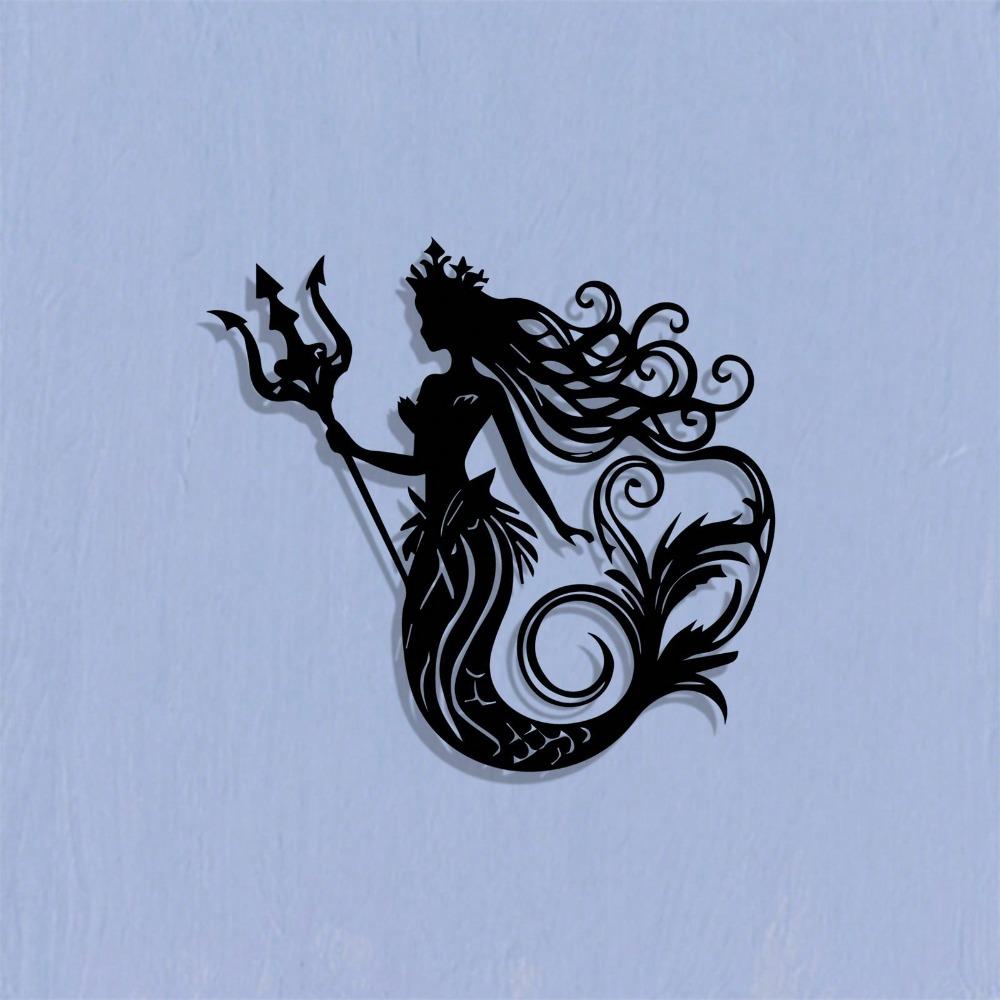 Mermaid Metal Wall Art Rust Proof Iron Statue Bathroom Decor Valentine Gift Beach Home Mural