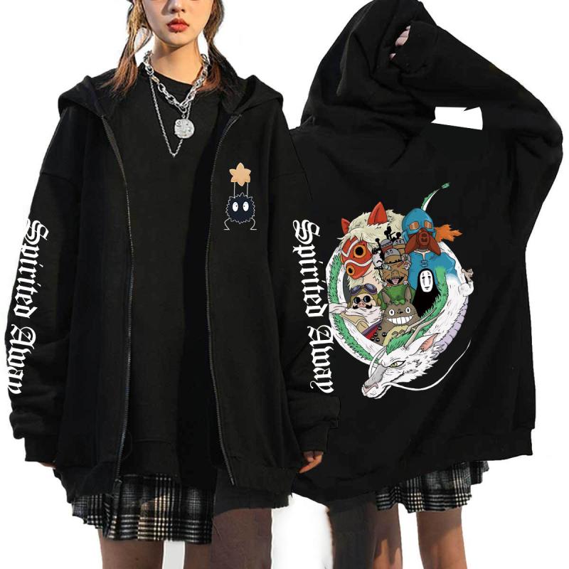 Mikiny Anime Totoro Pánské a Dámské Bundy na zip Mikiny s kapucí Ležérní Hip Hop Mikina na zip