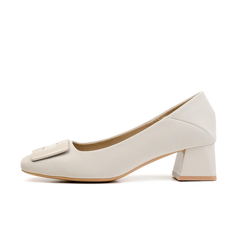 Sheepskin thick heel single shoes women's 2025 new high heels women's wear high-end Chengdu women's shoes professional style women's shoes
