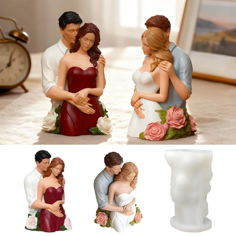 Rose Couple Candle Crafting Mold Silicone Mould for Unique Handmade Crafts Epoxy Resin Wedding Decoration Making Mold
