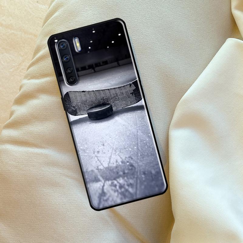 Hockey Stick and Puck For OPPO A15 A16 A76 A96 A52 A72 A92 A98 A78 A58 A5 A9 A53 A17 A77 A57S A94 A74 A54S Case