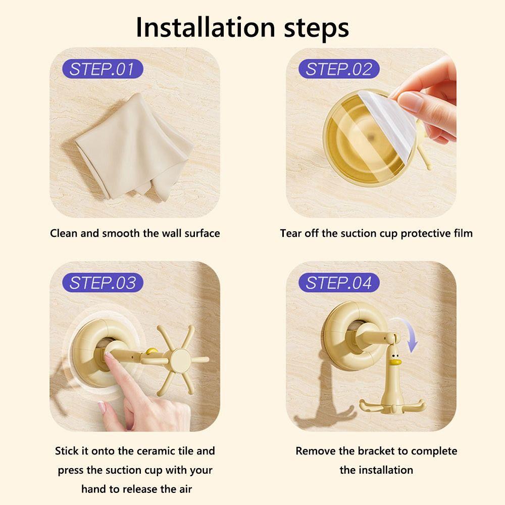 Gifts Punch-free Cartoon Duck Hook Suction Cup Six-claw Kitchen Rack Rotating Bathroom Small Hanger
