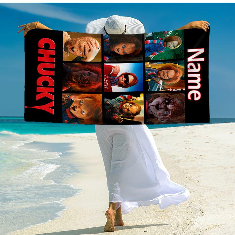 Individuelles ultraweiches Strandtuch mit Halloween-Horror-Thema, ideal für Pool - Camping, Tauchen - Perfekter Reisebegleiter, Lebendiges Strandtuch.