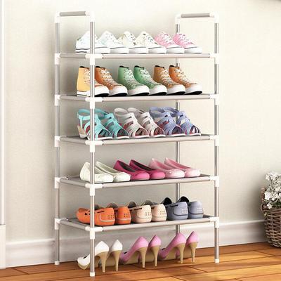 Multi Layer Shoe Rack Plastic Stackable Breathable Strong Compression Capability Shoe Storage Rack