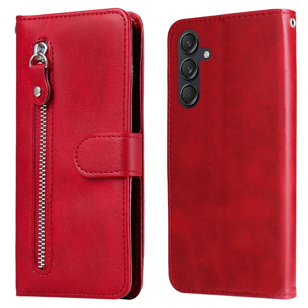 For Samsung Galaxy M55 5G/C55 5G/F55 5G Case Calf Texture Zipper Pocket Wallet Mobile Phone Cover