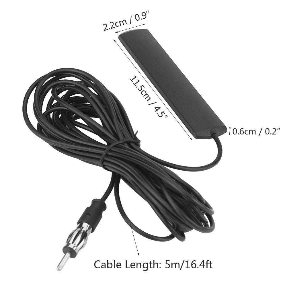 Akozon ANT-309 Car Antenna Radio Patch Universal Car FM Radio Antenna Patch Aerial Windshield Mount 5M Cable
