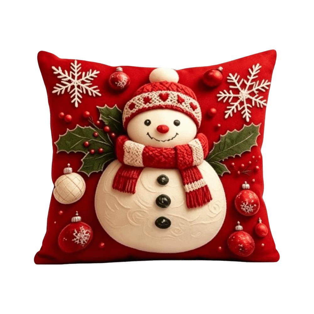 Soft Throw Cushion Case 2D Printed Snowman Pillow Cover Atmosphere Christmas Pillow Covers Sofa