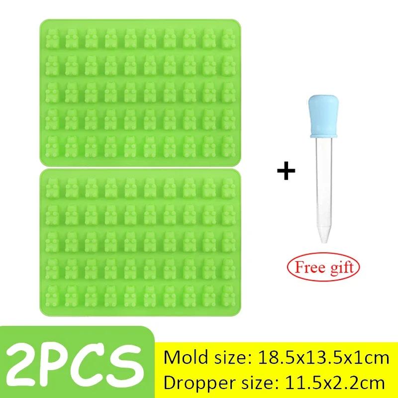 Silicone Mini Gummy Bear Mold DIY Chocolate Jelly Candy Cake Fondant Mould with Dropper Household Making Mold Baking Supplies