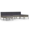 vidaXL 6-tlg. Garten-Lounge-Set mit Auflagen Poly Rattan Grau