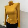 Women's Soft Ribbed Turtleneck Undershirt - Korean Style Stretch Top for Autumn/Winter