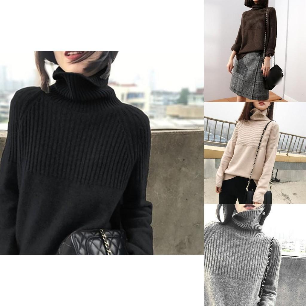 Cozy Women Sweater Turtleneck Knitting Pullovers Solid Warm Female Casual Attire