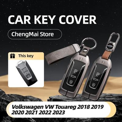 Zinklegering Autosleutel Hoes Cover Voor VW Volkswagen Touareg 2018 2019 2020 2021 2022 2023 3 Knoppen Afstandsbediening Sleutel Beschermer