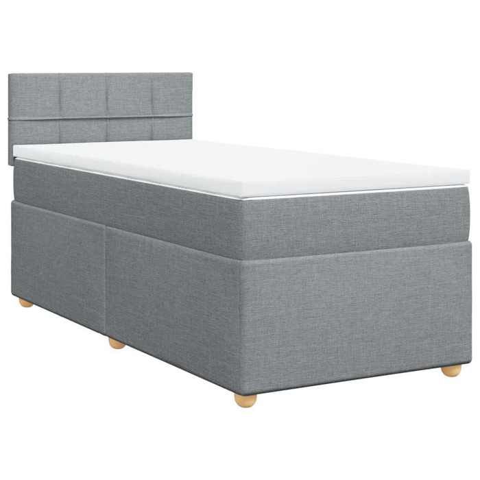 Exclusive House - Slatted Bed Base with Light Grey Mattress 80x200 Cm Fabric