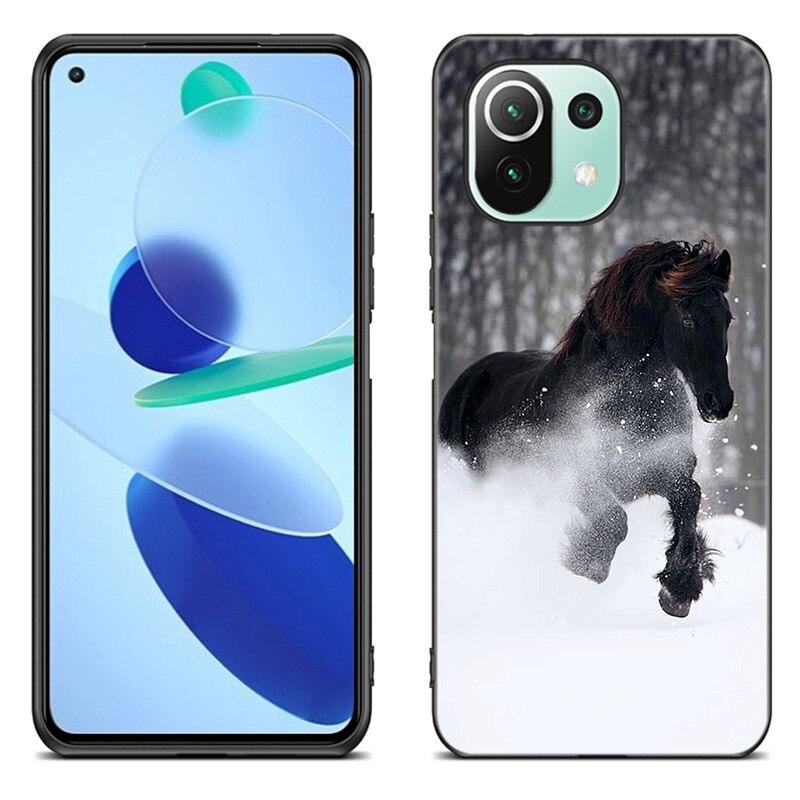 Horses Running Phone Case For Xiaomi Mi 11 Lite NE 11i 10T 11T Pro A2 A3 Lite POCO F3 M3 M4 C31 X3 Pro NFC GT Black Soft Cover