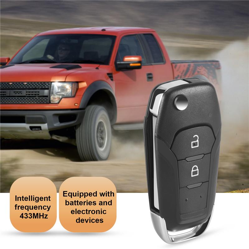 Car Smart Remote Key 2 Button 433Mhz Fit For Ford Ranger F150 2015 2016 2017 2018 Id49 Pcf7945p Eb3t-15K601-Ba чёрный