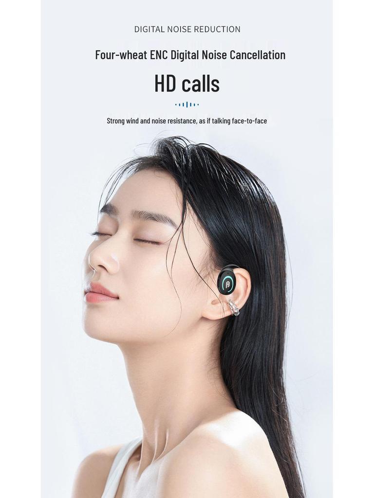 Mini Clip-On Bluetooth 5.3 Sport Earbuds - Single Ear, Noise Cancelling, In-Ear Design