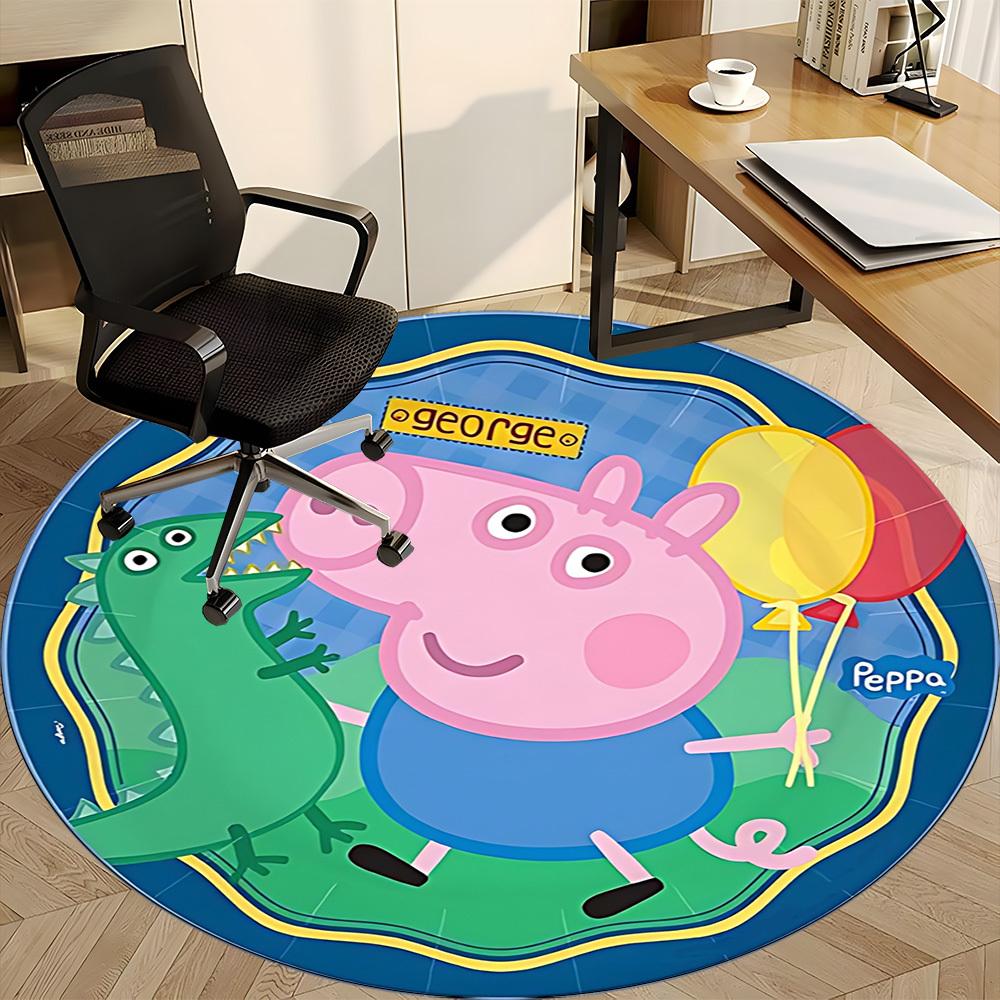 1pz Tappeto Sedia George Pig per Ufficio Antiscivolo, Tappeto Lavabile in Lavatrice per Ufficio, Stanza Decorazione Festiva per Natale, Compleanno Poliestere