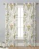 Vintage Kräuterblumen Schmetterling Blume Transparente Vorhänge für Wohnzimmerdeko Fenstergardinen Küche Tüll Voile Vorhänge
